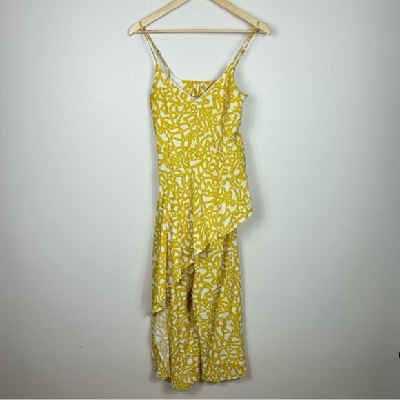 Anthropologie MAEVE Yellow White Ruffle Jumpsuit 0 - Picture 2 of 9